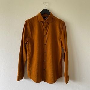 Murano Corduroy Slim fit  Long Sleeve Shirt Tobacco Color Brown Size Medium